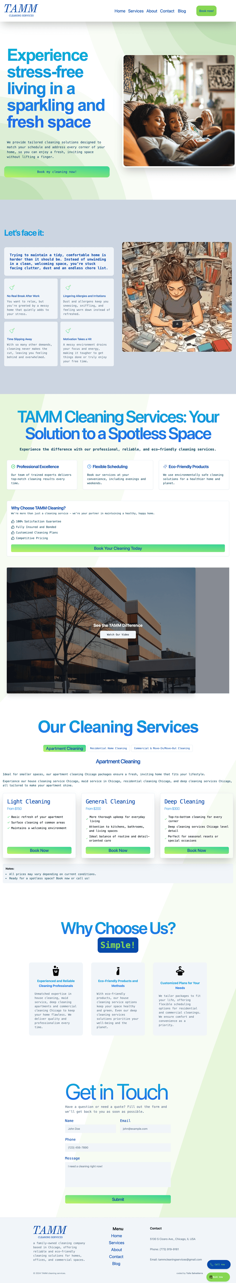 Small business landing page